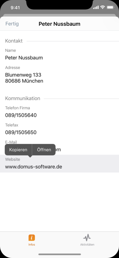 Telefon Stammdaten Kontakt