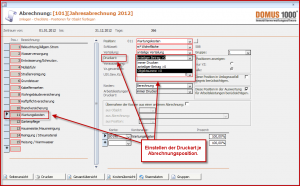 Screenshot DOMUS 1000 Abrechnung Hausgeld